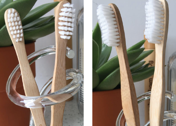 Brush With Bamboo child-sized brushes on the left, adult brushes on the right